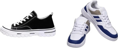 ANJRS Sports Running Shoes | Casual Sneakers for Daily Wear Casuals For Men(Black, White , 8)