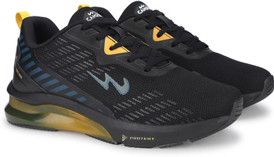 CAMPUS CAMP-EDGE Men's Sports Shoes | Cushioned Comfort with Support Tech | Lace-Up Running Shoes For Men(Black , 9)