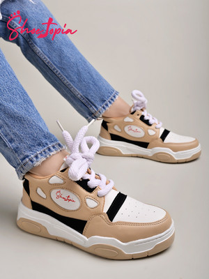 SHOETOPIA Smart Casual Lace-up Sneakers For Women & Girls Sneakers For Women(Tan , 4)
