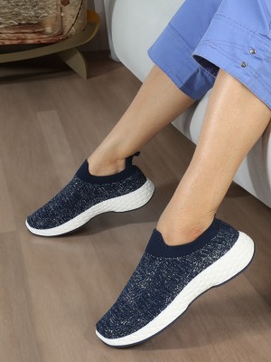 CARLTON LONDON Women Navy Blue Slip-On Sneakers Walking Shoes For Women(Navy)