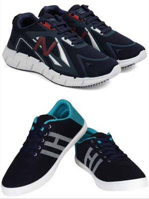Free Kicks Combo Of 2 Shoes FK- B4-Norway & FK-Mcw145 Sneakers For Men(Blue , 7)