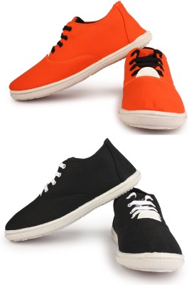 Kzaara Casuals For Men(Orange, Black , 8)