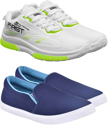 BRUTON Combo Pack of 2 Casual Sneakers For Men(White, Blue , 6)