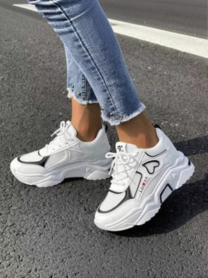 MEGPAR White New Stylish Look Comfortable Casual Shoes Girls and Sneakers For Women(Black, White , 6)