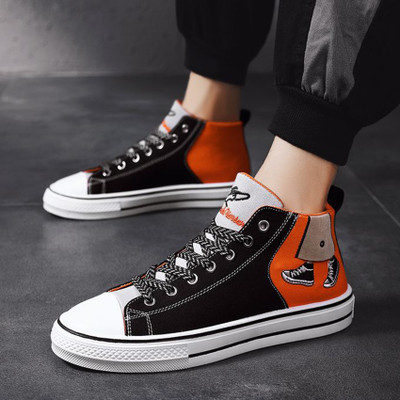 lejano High Tops For Men(Black, Orange , 8)
