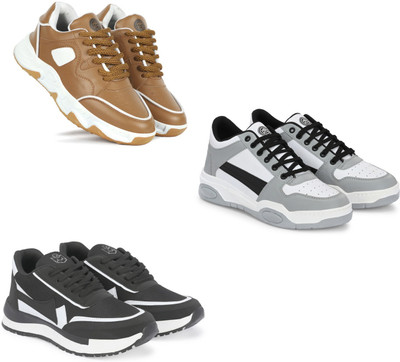 Walkivo Men’s Synthetic leather Shoes | Office & Party Wear Lace‑Up Design Lace Up For Men(Tan, Black, Grey , 8)