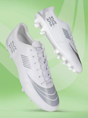 VECTOR X Fortune Premium Textured & Solid Upper Grain & TPU Sole Football Shoes For Men(White , 5)