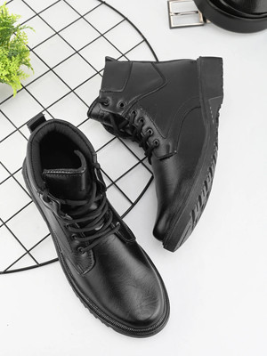 PROVOGUE Black Casual Boots For Men Boots For Men(Black , 10)