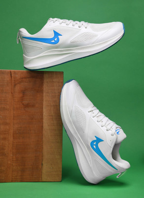 TurnX Sports Running Shoes For Men(White, Blue , 6)