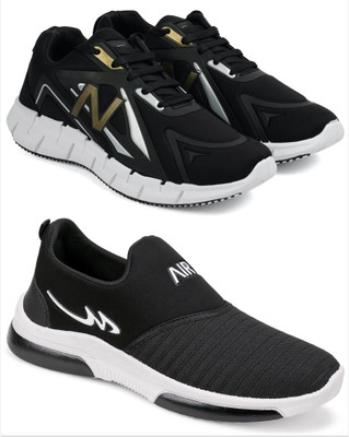 Free Kicks Combo Of 2 Shoes FK- B4-Norway & FK-Mexico Sneakers For Men(Black , 7)