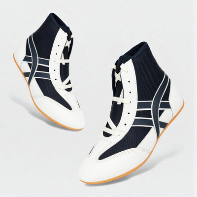 dagur industries Pro Kabaddi Shoes for Men | High Grip Non-Marking Sole Wrestling Shoes For Men(Black, White , 7)