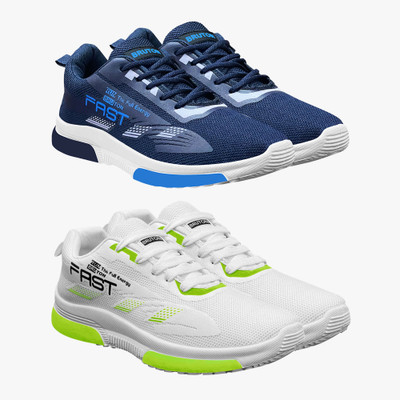BRUTON Combo Pack Of 2 Trendy & Stylish Casual Shoes Sneakers For Men(Blue, White , 6)