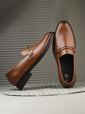 House of Pataudi Premium Tan Loafers | Formal Casual | Trendy Comfort Slip-On Shoes Slip On For Men(Tan , 9)