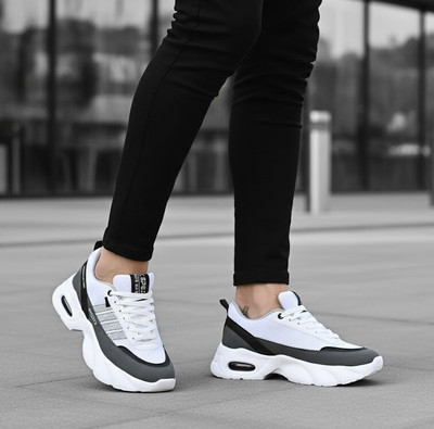 JK PORT White and Charcoal Platform Walking and Casual Shoes Casuals For Men(Grey , 10)