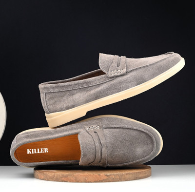 KILLER MEN SUEDE LEATHER LOAFERS | LOAFERS FOR MEN | MEN SHOES | OLD MONEY SHOES MEN | Loafers For Men(Grey , 6)