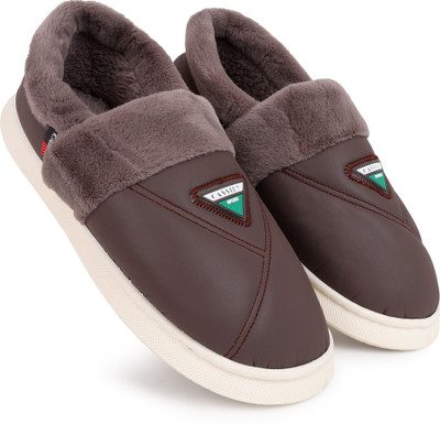 Cassiey Comfortable Indoor/Outdoor Winter Snow Boot |Men's Slip on Fur Shoes- Brown Boots For Men(Brown , 10)