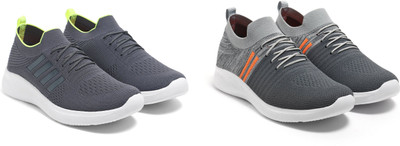 Face Stylish Sports Shoes for Men – Ideal for Running, Gym & Training Sneakers For Men(Grey, Grey, Orange , 8)