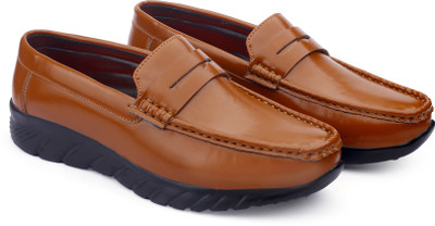BXXY Men's New Stylish Tan Casual Slip-On Loafers Shoes With Synthetic Material. Loafers For Men(Tan , 9)