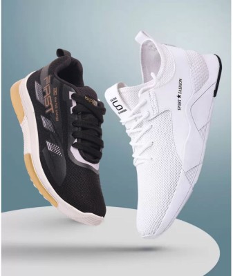 HOTSTYLE Combo Pack Of 2 Sneakers For Men(White, Black)