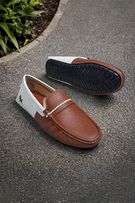 Neemans Color Block Loafers For Men(Brown, White , 11)
