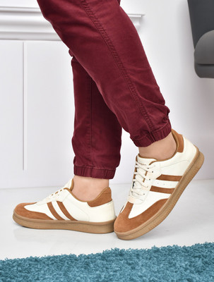 KILLER KLR-402 Men’s Sneakers | Sports, Running & Casual Shoes – Durable & Comfortable Sneakers For Men(Tan, White , 8)
