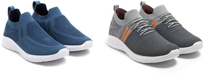 Face Stylish Sports Shoes for Men – Ideal for Running, Gym & Training Sneakers For Men(Grey, Orange, Blue , 8)