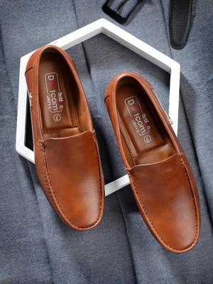 action Lightweight | Comfortable | Trendy | Daily Wear | Synthetic Leather Loafers For Men(Tan , 6)
