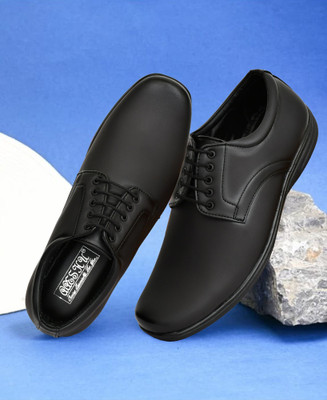 Aaeshu Men’s Stylish Leather Lace-Up Shoes Lace Up For Men(Black , 10)