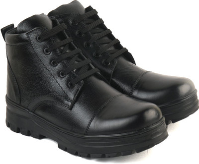 XHUGOY XHUGOY MEDIUM RANGE CHAIN COMBAT POLICE DMS MEN WARDI BOOT IN BLACK|TAN COLOUR Boots For Men(Black , 7)