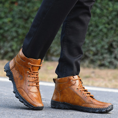 Rising Wolf Lightweight Comfort Extra Soft Summer Trendy Premium Stylish Party Boots For Men(Tan , 7)