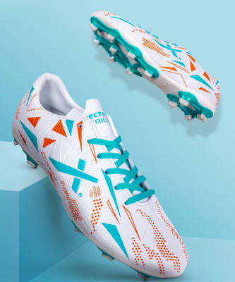 VECTOR X Trigger 3D textured Synthetic leather|TPU Sole For Turf & Hard Ground Football Shoes For Men(White , 8)