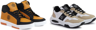 DARTKICK Casual Shoes for Men – Smart, Sleek & Comfortable Casuals For Men(Orange, Grey, Orange , 6)