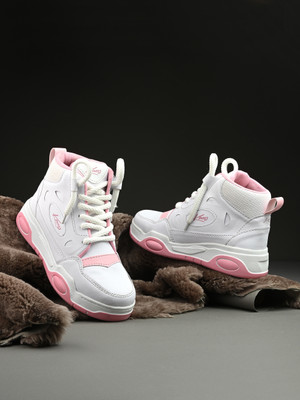 Knoos High Top Shoes For Women Sneakers For Women(Pink, White , 5)