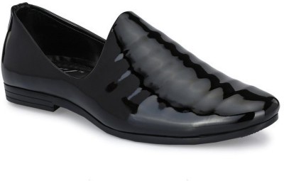Viv Patent Ethnic Nagra Jalsa Jutti Loafers For Men(Black)