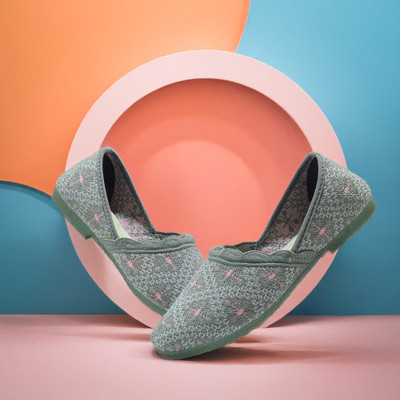 asian Flair-02 SPL Women’s Ethnic Belly | Comfortable Sole Slip-On for Daily Wear Bellies For Women(Green , 6)