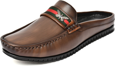 SCARPIA Open Back Loafer Clogs For Men(Brown , 11)