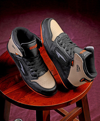 asian High Tops For Men(Black, Orange , 6)