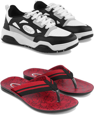 DRACKFOOT DRACKFOOT combo 2 Running,Walking,Training,Sports Shoes, and clogs Casuals For Men(Red , 8)
