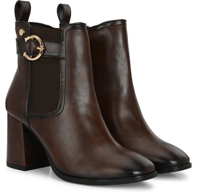 Delize high heel ankle Boots For Women(Brown , 4)