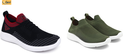 Face Stylish Sports Shoes for Men – Ideal for Running, Gym & Training Sneakers For Men(Olive, Black , 8)