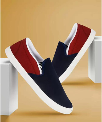 HOTSTYLE Stylish Comfortable Sneakers Canvas Shoes Casuals Loafers For Men(Maroon , 6)