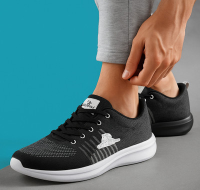 Partner Men Black & Grey Lightweight Mesh Sneakers | Soft Sole Daily Wear Shoes Casuals For Men(Black , 7)