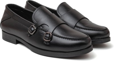 Bold Bunny Bold Bunny Vegan Leather Double Monk Shoes Monk Strap For Men(Black , 9)