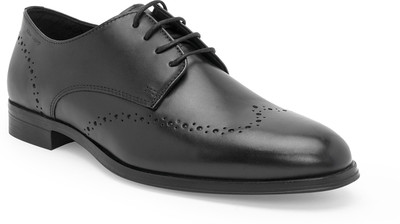 RED TAPE Formal Derby Shoes for Men | Real Leather Shoes With Low-cut Pattern Derby For Men(Black , 7)