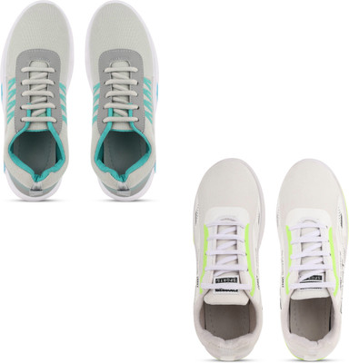 Kicksy Walking Shoes For Men(Grey, White , 7)