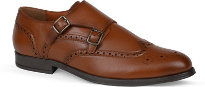 V8 by Ruosh The Bruno Tan Men Formal Brogue Monk V8 By Ruosh Monk Strap For Men(Tan , 9)
