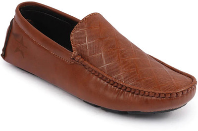 FAUSTO Textured Design Casual Classic Slip On Driving Loafer and Mocassin For Men(Tan , 10)