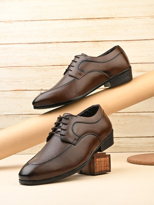 KASTAVA Kastava KS-125 Formal Synthetic Lace-Up Derby For Men(Brown , 8)