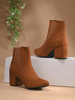 Roadster Stylish& Trendy Primium Boots For Women(Tan , 4)