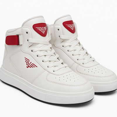 ROYAL RANCH Slip On Sneakers For Men(White, Red , 7)